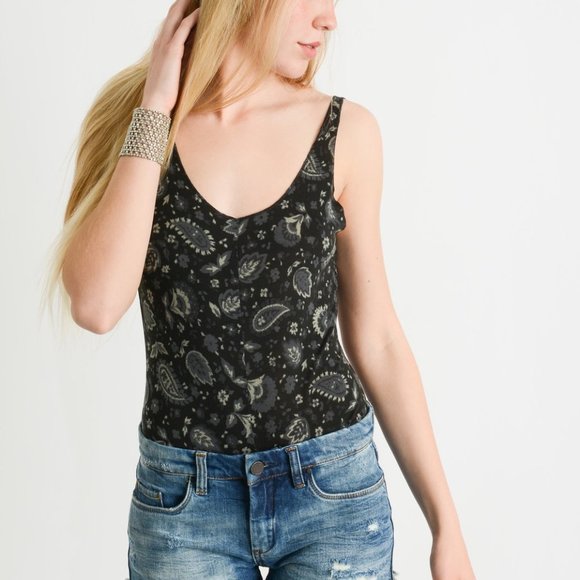 NWT Free People Paisley Print Scoop Back Bodysuit - Picture 3 of 5